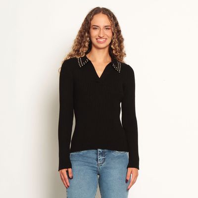 Imagen 1 del producto Sweater Manga Larga Escote Redondo Con Aplicacion En Las Mangas