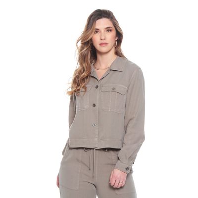 Chaqueta Manga Larga Lyocell Con Bolsillos Delantero