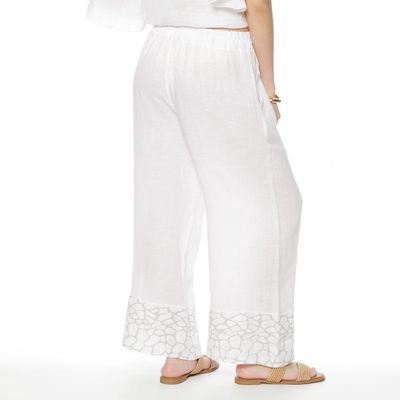 Imagen 2 del producto Pantalon Wide Leg Lino Tiro Alto Pretina Elasticada Con Basta Estampado