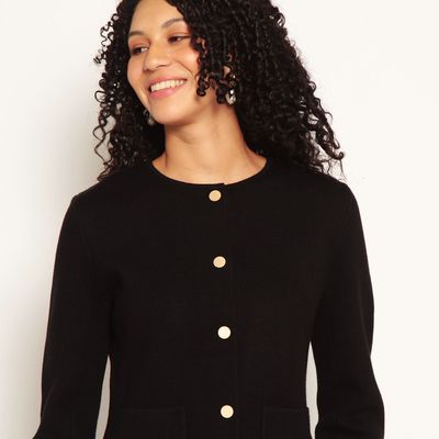 Imagen 2 del producto Chaqueta Tejida Manga Larga Abotonado Con Bolsillos Escote Redondo