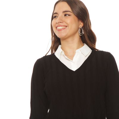 Imagen 2 del producto Sweater Manga Larga Escote V Con Blusa