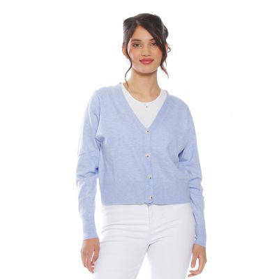 Chaleco Manga Larga Escote V Abotonado En Delantero