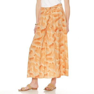 Imagen 1 del producto Falda Lino Estampado Con  Lazo En La Cintura
