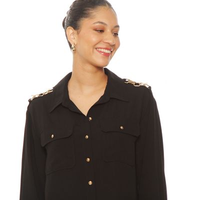 Imagen 2 del producto Blusa Manga Larga Abotonada En Delantero Con  Bolsillo