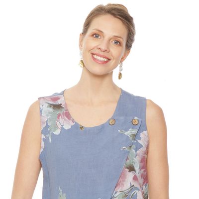 Imagen 2 del producto Blusa Sin Manga Lino  Estampado Escote Redondo