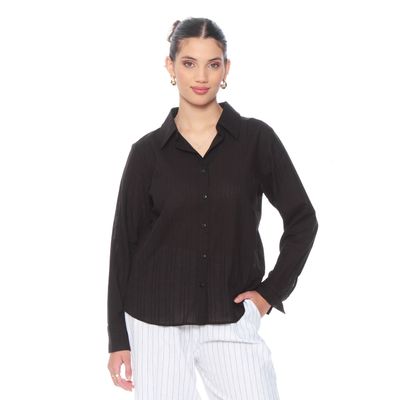 Blusa Brodery Manga Larga Abotonada En Delantero