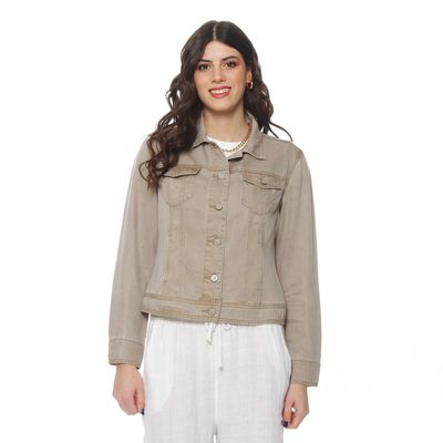 Chaqueta Manga Larga Lyocell Abotonado En Delantero Y Bolsillo