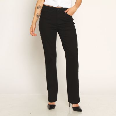 Jeans Recto Tiro Alto Push   In Push Up Pretina Basica Con Un Boton