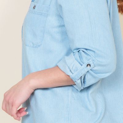 Imagen 2 del producto Blusa Manga Larga Lyocell Listada Abotonada En Delantero Y Bolsillo