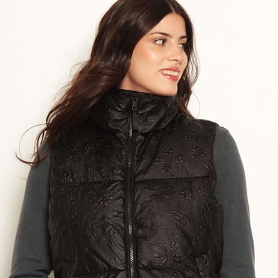 Imagen 2 del producto Parka Puffer Sin Manga Con Cierre En Delantero Y Cintura Ajustable