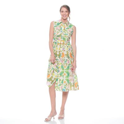 Imagen 2 del producto Vestido Sin Manga Estampado  Abotonado En Delantero Con Lazo