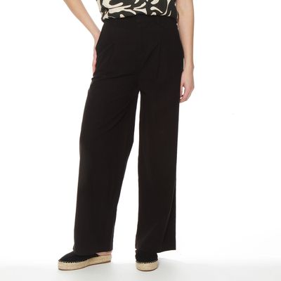 Pantalon Wide Leg Lino Tiro Alto Pretina Basica