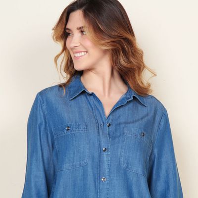 Imagen 2 del producto Blusa Manga Larga Lyocell Abotonado En Delantero Y Bolsillos