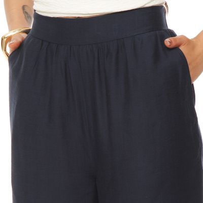 Imagen 2 del producto Pantalon Wide Leg Tiro Alto Con Pretina Elasticada Y Bolsillos