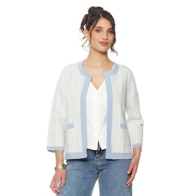 Chaleco Cuadros Manga 3/c Abierto Con Bolsillo