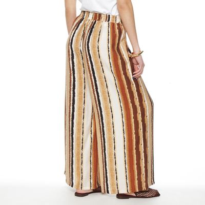 Imagen 2 del producto Pantalon Wide Leg Estampado Tiro Alto Pretina Basica 1  Boton