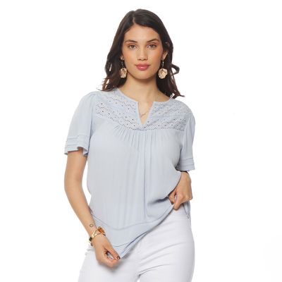 Imagen 1 del producto Polera Manga Corta Escote V Con Aplicacion En  Delantero