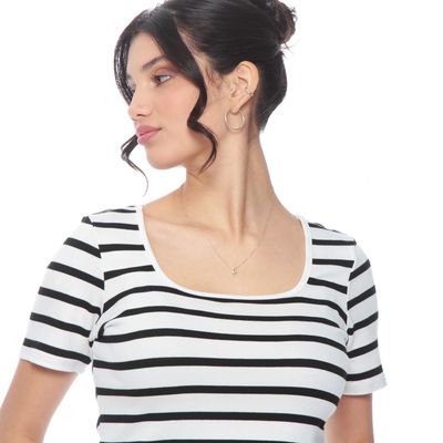 Imagen 2 del producto Polera Manga Corta Listada Escote Cuadrado