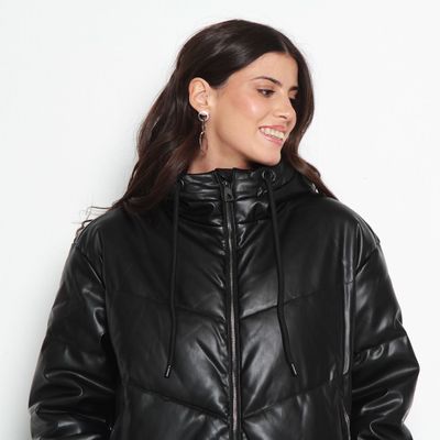 Imagen 2 del producto Parka Manga Larga Puffer Pu Con Capucha