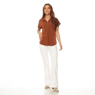 Imagen 2 del producto Blusa Manga Corta Abotonada En Delantero Y Aplicacion En Manga