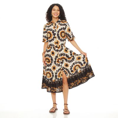 Imagen 2 del producto Vestido Estampado Manga Corta Abotonada En Delantero