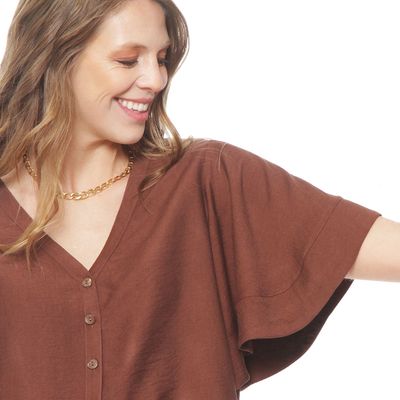 Imagen 2 del producto Blusa Manga Corta Solida Escote V