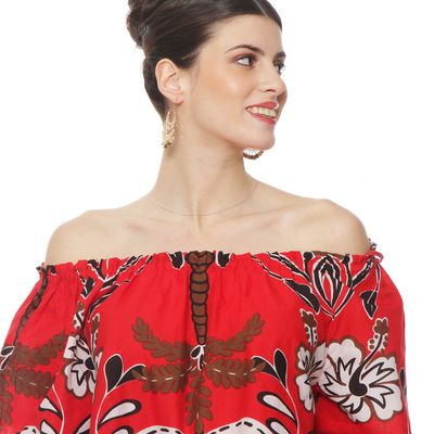 Imagen 2 del producto Blusa Manga 3/4 Estampadacon Escote Elasticado