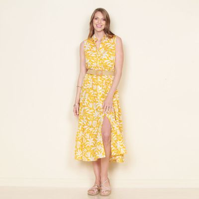 Imagen 2 del producto Vestido Sin Manga Estampado Abotonado En Delantero Y Cinturon