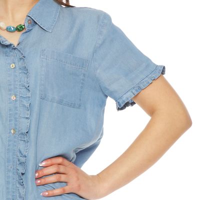 Imagen 2 del producto Blusa Manga Corta Lyocell Delantero Ruchas Bolsillo Parche