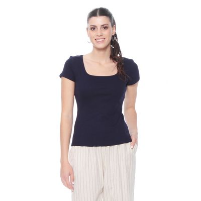 Polera Manga Corta Solida Escote  Cuadrado