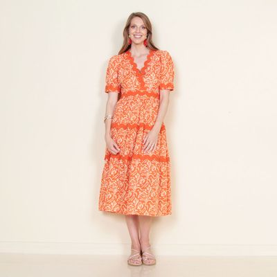 Vestido Manga Corta Estampado Con Escote Cuadrado