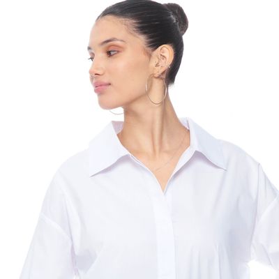 Imagen 2 del producto Blusa Manga Larga Solida Abotonada En Delantero Con Corte En Ruedo