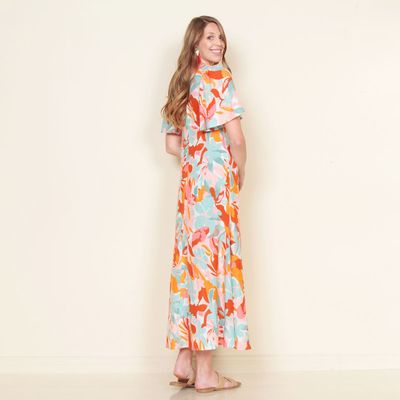 Imagen 2 del producto Vestido Estampado Manga Corta Escote V