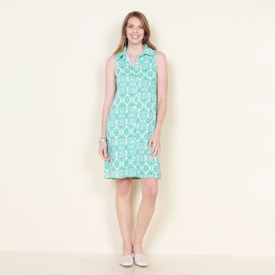 Vestido Camisero Sin Manga Estampado Abotonado En Delantero