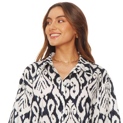 Imagen 2 del producto Blusa Manga Larga Estampada Abotonada En   Delantero