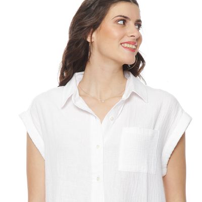 Imagen 2 del producto Blusa Manga Corta Solido Abotonada En El Delnatero