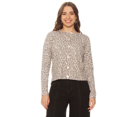 Chaleco Manga Larga Sublimado Abotonado En Delantero Escote Redondo