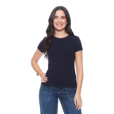 Polera Manga Corta Solida Escote Redondo