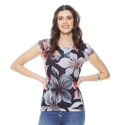 Blusa Sin Manga Estampada Plisada