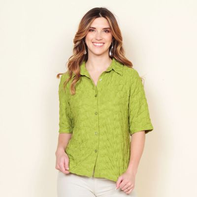 Blusa Manga Corta Abotonada En El Frente