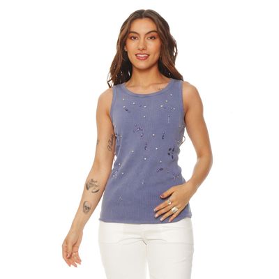 Polera  Sin Manga  Escote Redondo