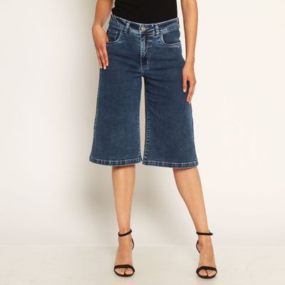 Bermuda Jort Denim Tiro Alto Pretina Basica 1 Boton