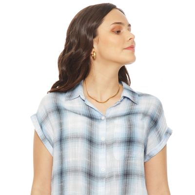 Imagen 2 del producto Blusa Sin Manga Escoces Abotonada En Delantero Y Bolsillo