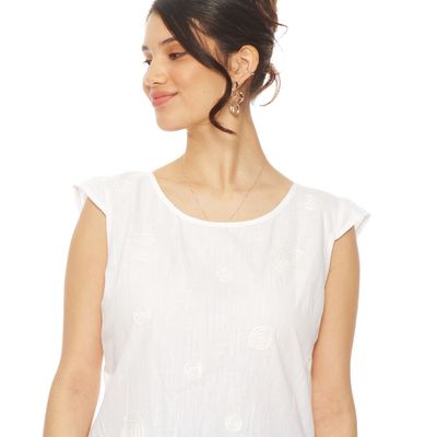 Imagen 2 del producto Blusa Manga Corta Lino Bordado Escote Redondo