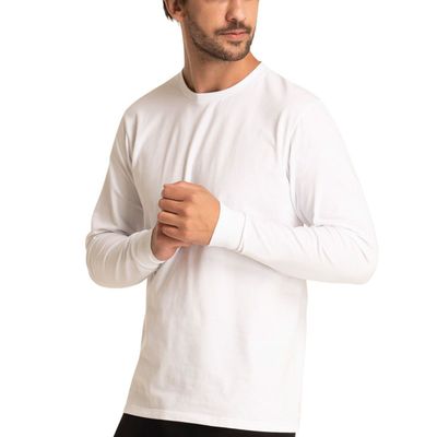 Camisetas Blancas Pack 2 Manga Larga Hombre Top