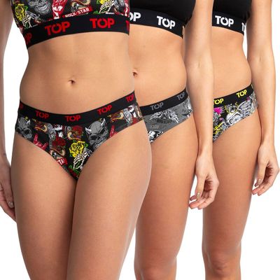 Calzón Bikini Algodón Pack 3 Icónicos - Rock C1 Top