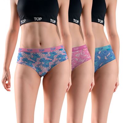 Calzón Pantaletas Algodón Con Elástico Pack 3 Stitch C2 TOP