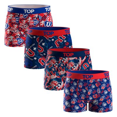 BÓXER NIÑO ALGODÓN UNIVERSIDAD DE CHILE PACK 4 C5 TOP
