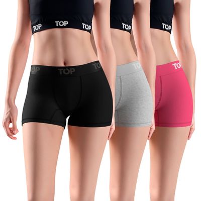 BÓXER CORTO MUJER ALGODÓN PACK 3 C6 TOP