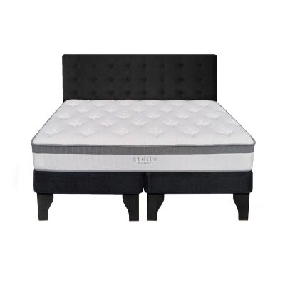 Cama Europea Stella 2 Plazas + Respaldo Capitoné Negro